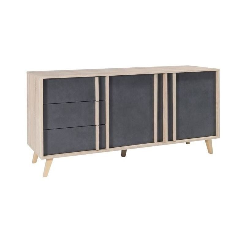 foto del prodotto buffet medio modello malmo grigio. mobile design stile scandinavo. effetto ultra trendy per il tuo soggiorno.