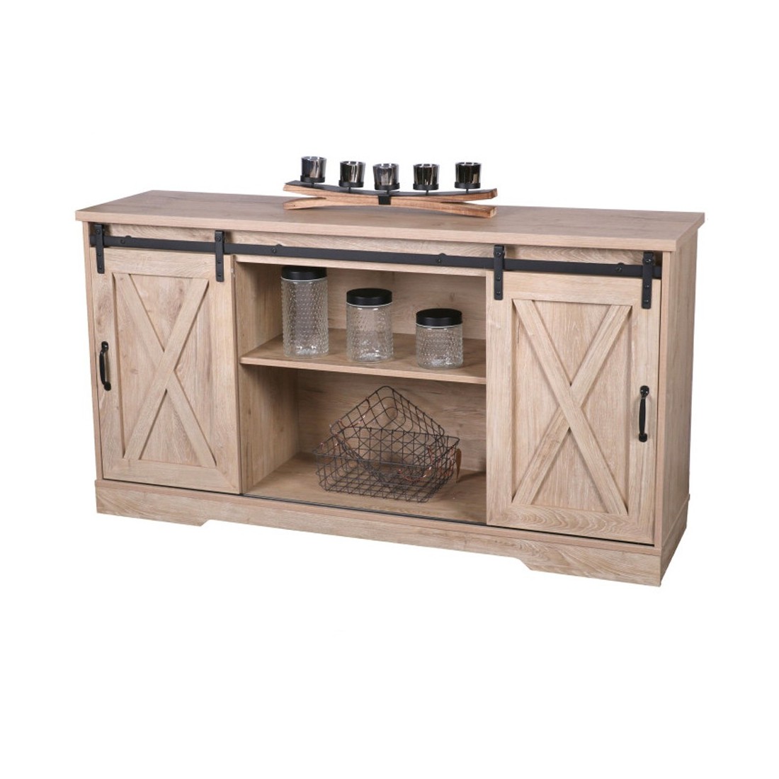 foto del prodotto buffet wayne rovere chiaro con 2 porte scorrevoli e 2 vani