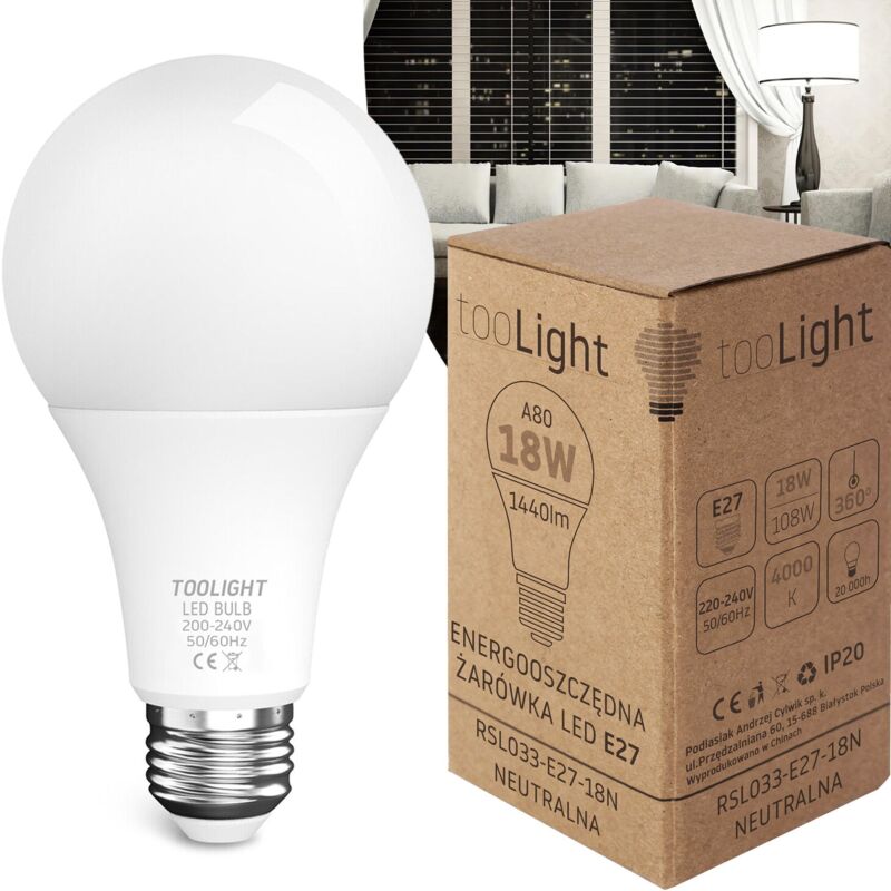 foto del prodotto bulbo led rsl033 e27 18w neutral