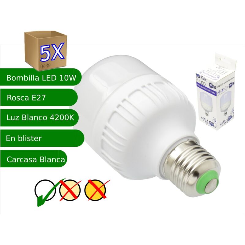 foto del prodotto bulbs led 5x 10w e27 luz 4200k bulb led led e27 standard jandei