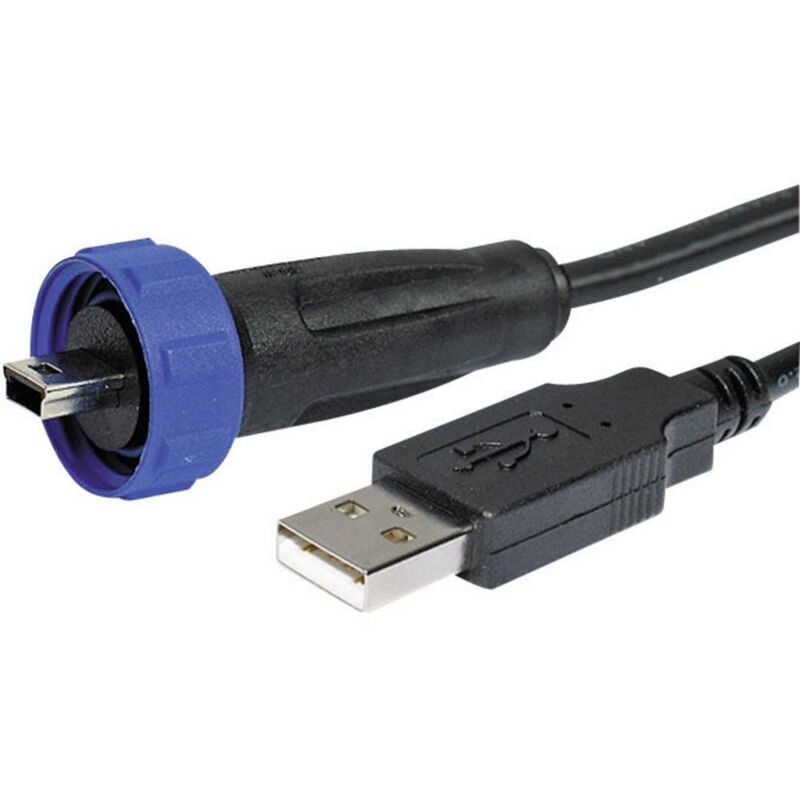 foto del prodotto bulgin adattatore collegamento usb 2.0 ip68 spina dritta px0441 2m00 usb a mini usb b px0441 2m00 contenuto 1 pz.