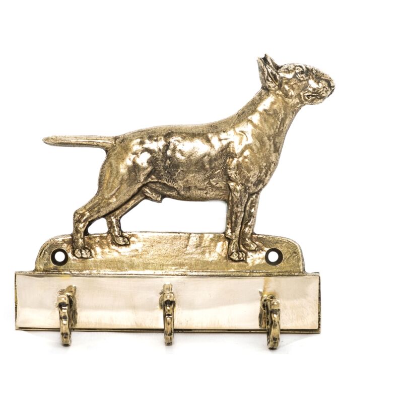 foto del prodotto bull terrier, bull terrier portachiavi con cane, supporto in ottone per accessori per cani, elegante decorazione per il corridoio di art dog