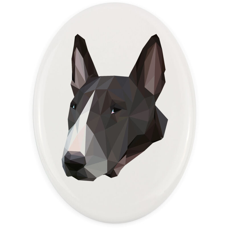 foto del prodotto bull terrier, bull terrier una targa con una foto e un iscrizione geometrica di art dog