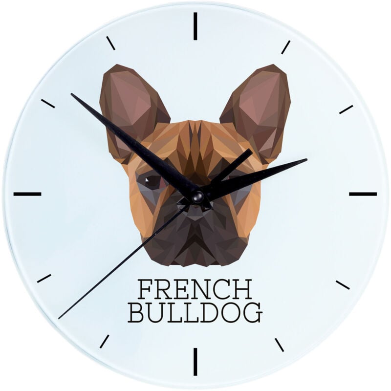 foto del prodotto bulldog francese orologio da parete geometrico con foto e scritta di art dog