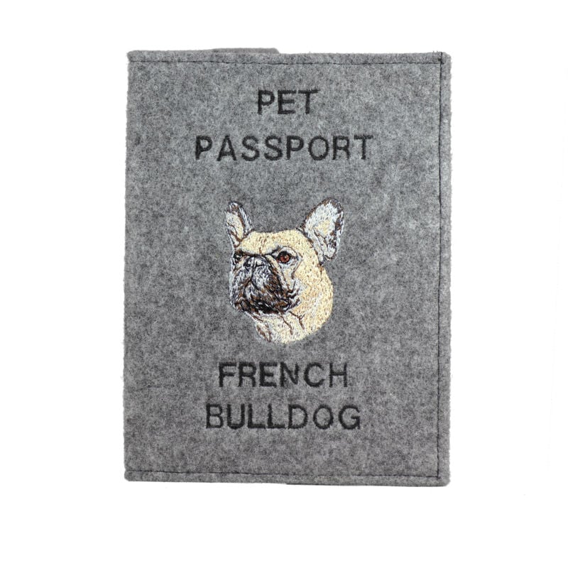 foto del prodotto bulldog francese portapassaporto per cani, portadocumenti, regalo per viaggiatori di art dog