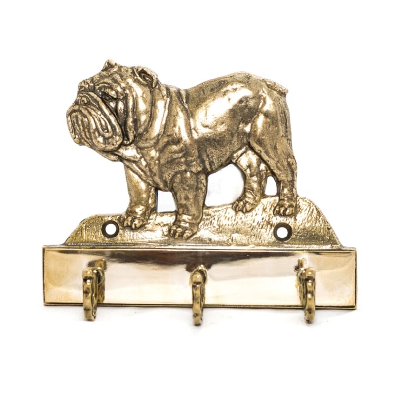 foto del prodotto bulldog inglese, bulldog i portachiavi con cane, supporto in ottone per accessori per cani, elegante decorazione per il corridoio di art dog