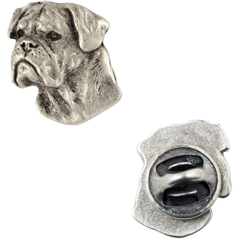 foto del prodotto bullmastiff, bulmastiff i spilla per cani placcata in argento, spilla elegante, decorazione per bavero giacca di art dog
