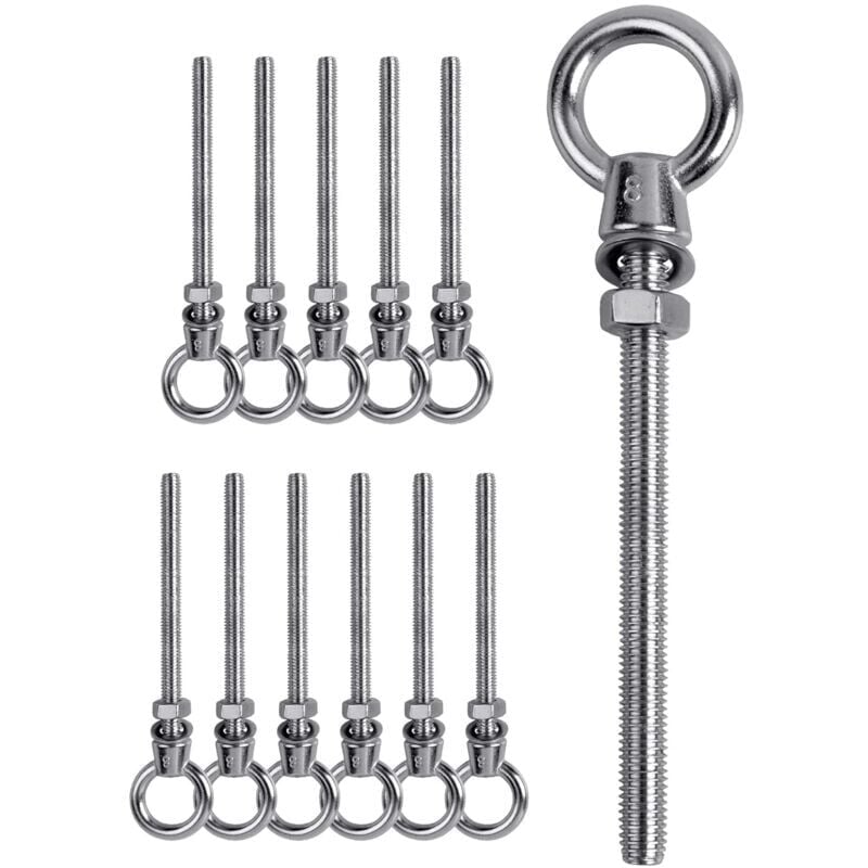 foto del prodotto bullone ad occhiello da 12 pezzi, bullone ad occhiello m8 x 80 mm, anello di sollevamento m8, bullone ad occhiello in acciaio inossidabile 304,