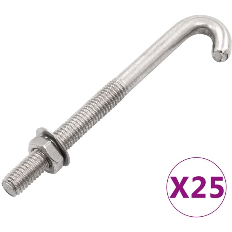 foto del prodotto bulloni di ancoraggio a j dado e rondella m8x120 mm 25 set vidaxl