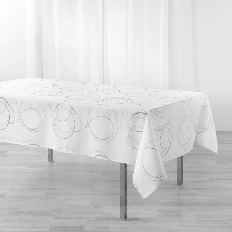 foto del prodotto bully tovaglia rettangolare, 150 x 240 cm, bianco, poliestere stampato metallizzato douceur d int rieur