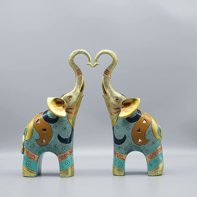 foto del prodotto buona fortuna grandi statue di elefante decorazioni per la casa, statuette di elefanti statue home decor 2 pezzi 