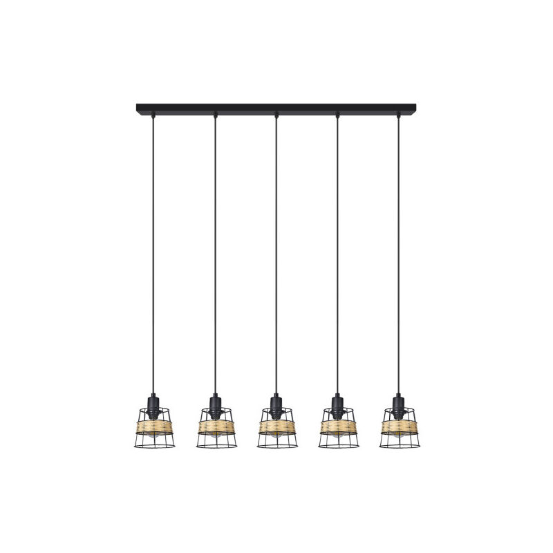 foto del prodotto burano 5xe14 forge/ratan regx94x12 cm - fabrilamp