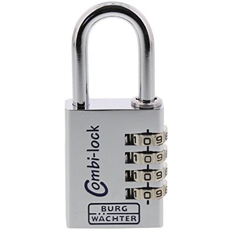 foto del prodotto burg wachter - numero lucchetto combi lock 90 corpo serratura cromata-l.40mm alluminio (per 5)