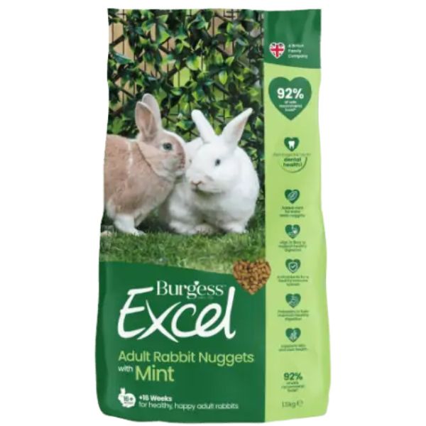 foto del prodotto burgess excel coniglio adult menta 1,5 kg mangime per conigli 1 ordine scegli lo sconto bzr5 bzr20 200 punti fedelt 