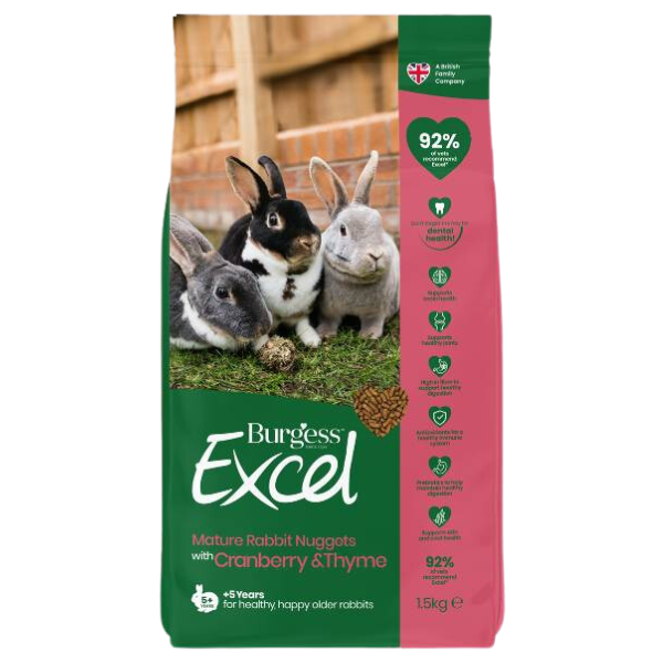 foto del prodotto burgess excel coniglio mature 1,5 kg mangime per conigli 1 ordine scegli lo sconto bzr5 bzr20 200 punti fedelt 