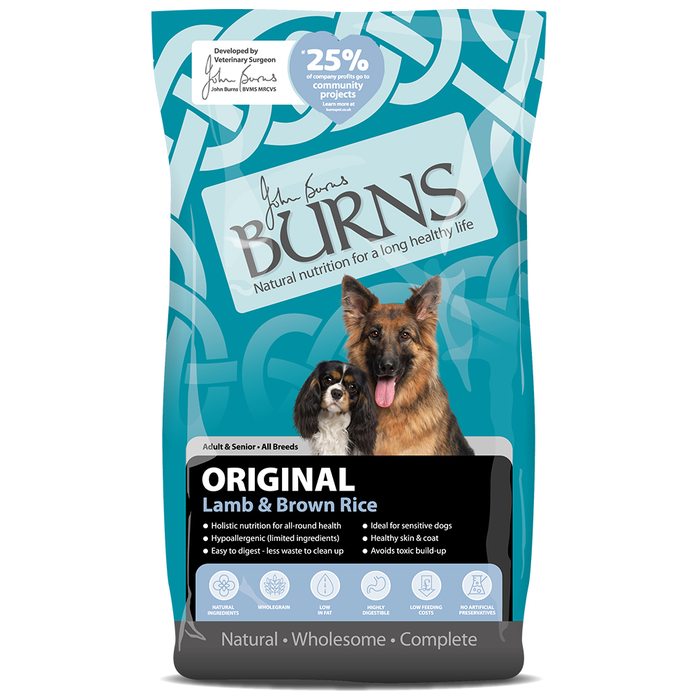 foto del prodotto burns adult senior original agnello riso integrale crocchette cane 12 kg