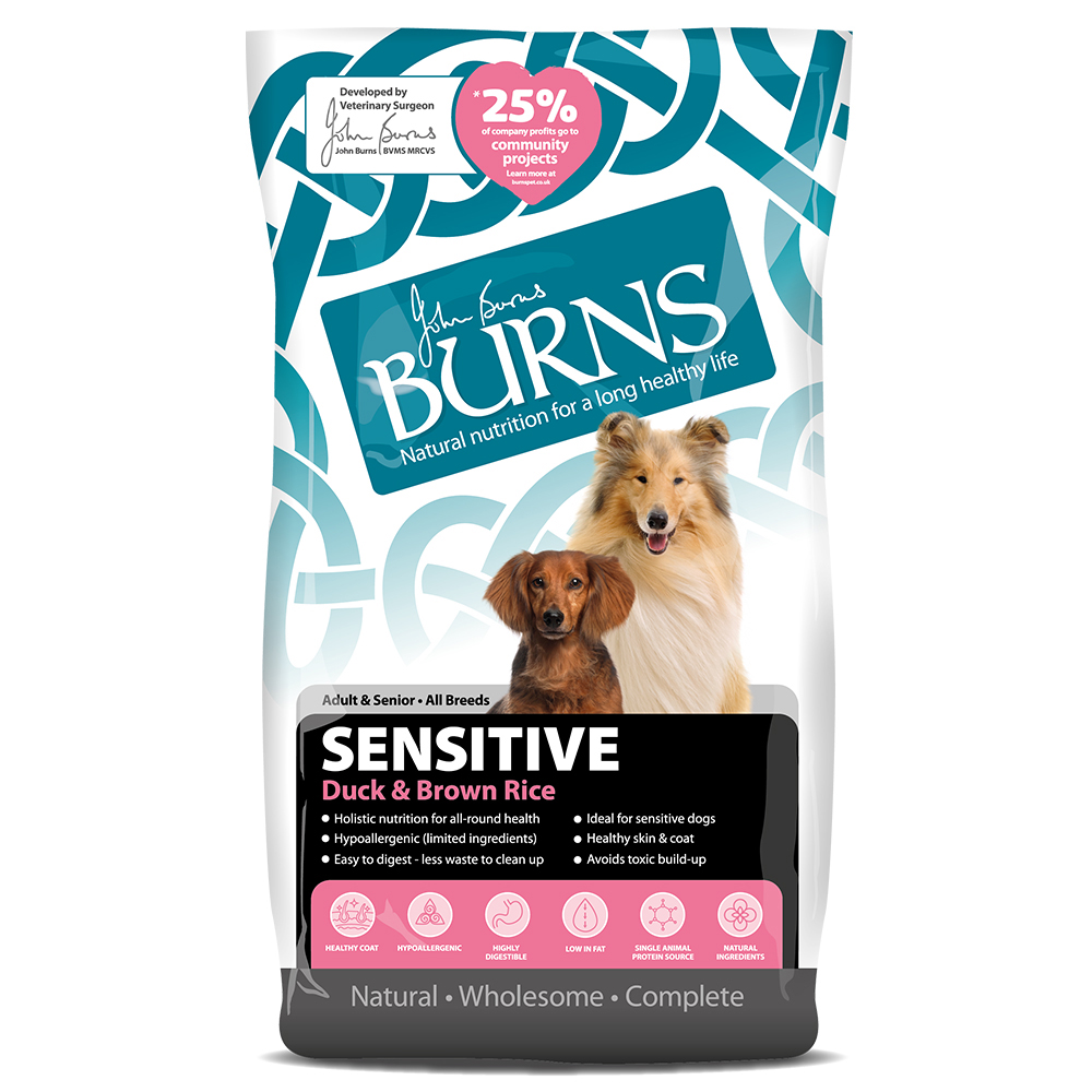 foto del prodotto burns adult senior sensitive anatra riso integrale crocchette per cane 12 kg