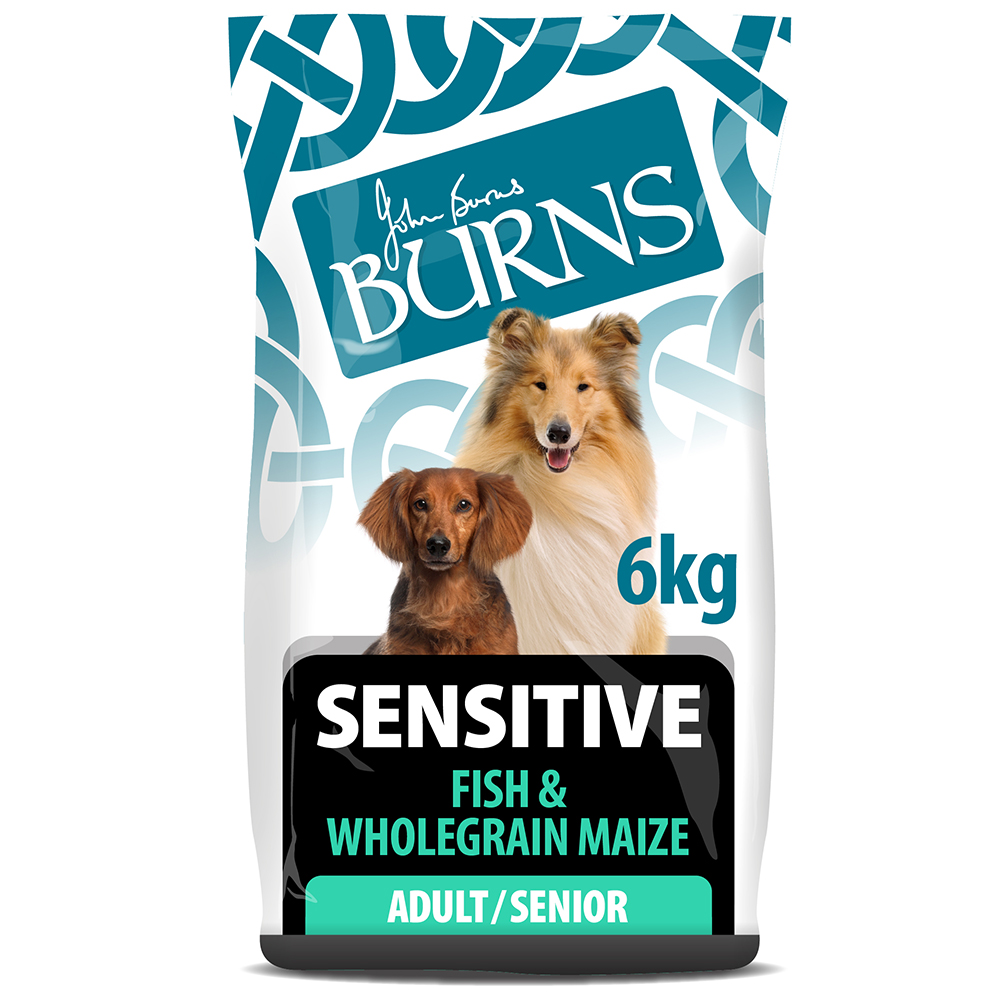 foto del prodotto burns adult senior sensitive pesce mais integrale crocchette per cane 6 kg