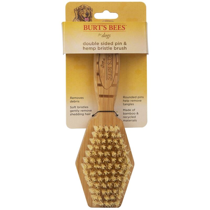 foto del prodotto burt s bees spazzola a doppia faccia con setole di canapa e spillo spazzola multiuso per cani per ridurre la perdita di pelo, cani a pelo lungo e