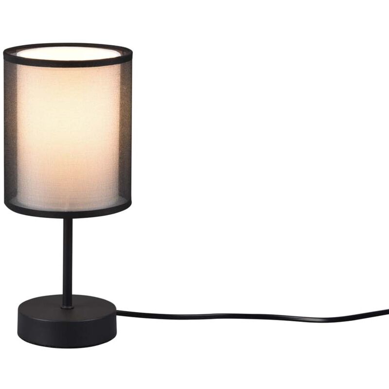 foto del prodotto burton lampada da tavolo metallo nero paralume bianco e diffusore esterno traforato nero h. 29cm