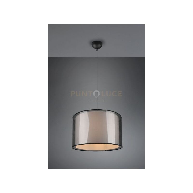 immagine 0 del prodotto burton sospensione metallo nero paralume bianco e diffusore esterno traforato nero d. 45cm 1 luce attacco e27