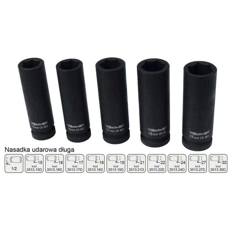 foto del prodotto bussola adler long impact a 6 punte 1 2 24 mm