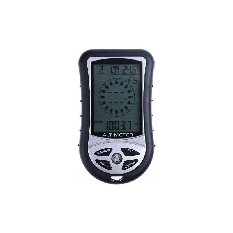 foto del prodotto bussola elettronica portatile 8 in 1 altimetro, barometro, termometro, previsioni del tempo, ora