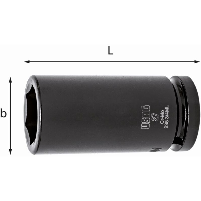 foto del prodotto bussola macchina lunga con bocca esagonale 235 3 4 ml 24 mm