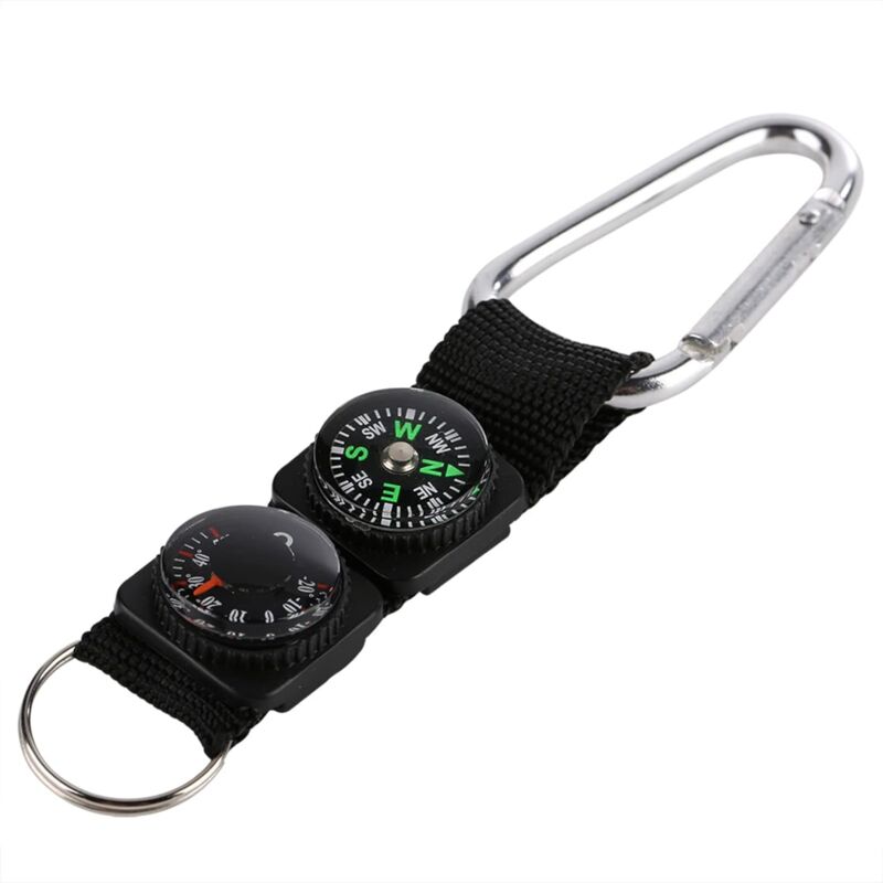 foto del prodotto bussola multifunzionale 3 in 1, bussola militare, mini bussola termometro portatile impermeabile con portachiavi per campeggio all aperto,