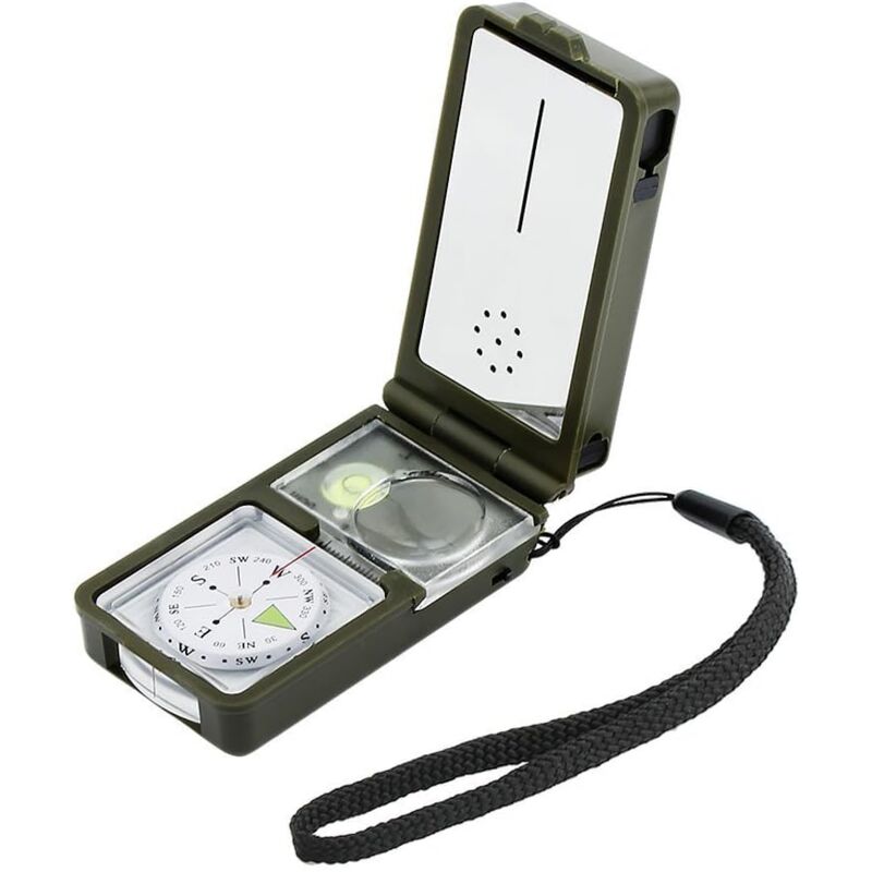 foto del prodotto bussola multiuso 10 in 1, strumento di sopravvivenza compatto con luce led, strumento per esterni per viaggi, escursioni, esplorazioni e altro ancora
