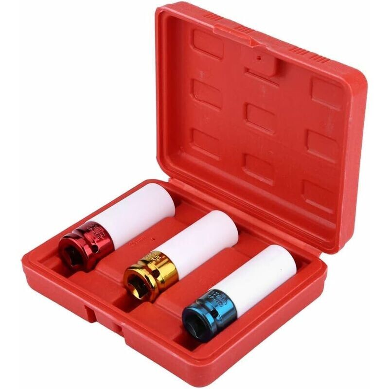foto del prodotto bussola per ruota, set di 3 bussole a percussione per cerchi in alluminio, 17, 19, 21 mm per officina garage