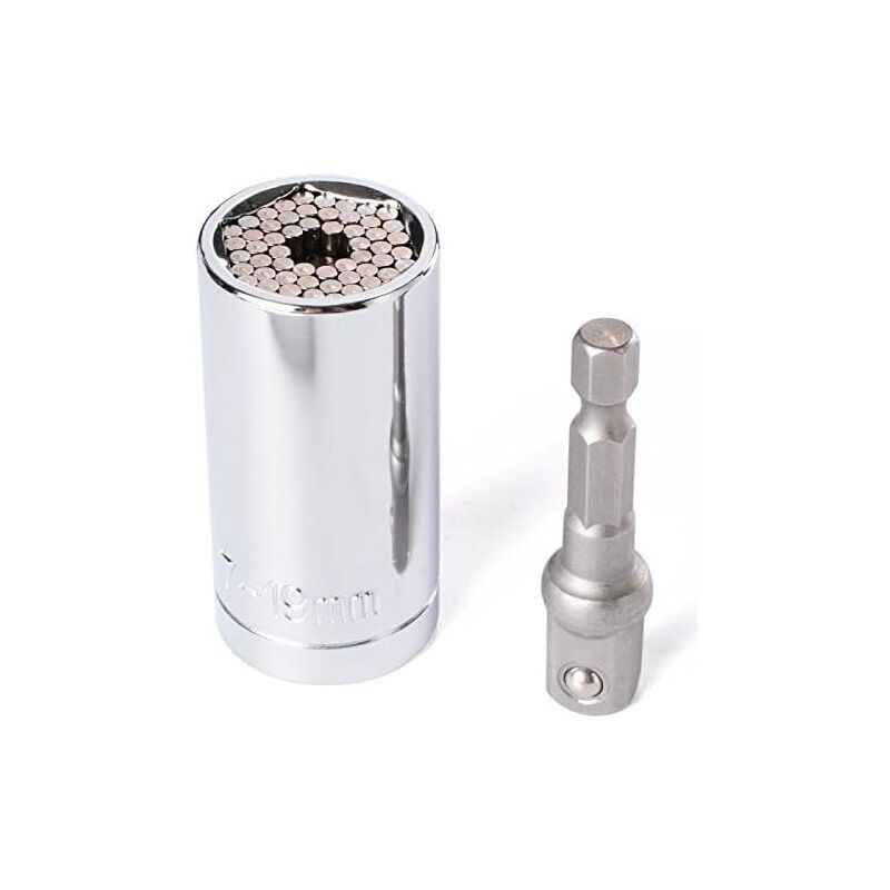 foto del prodotto bussola universale per chiave a cricchetto o trapano diametro da 7 a 19 mm adattabilit varie misure viti e bulloni strumento multiuso fai da te