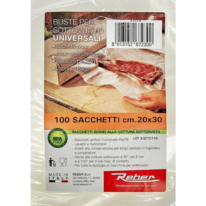 foto del prodotto busta 100 sacchetti goffrati cm.20x30 reber