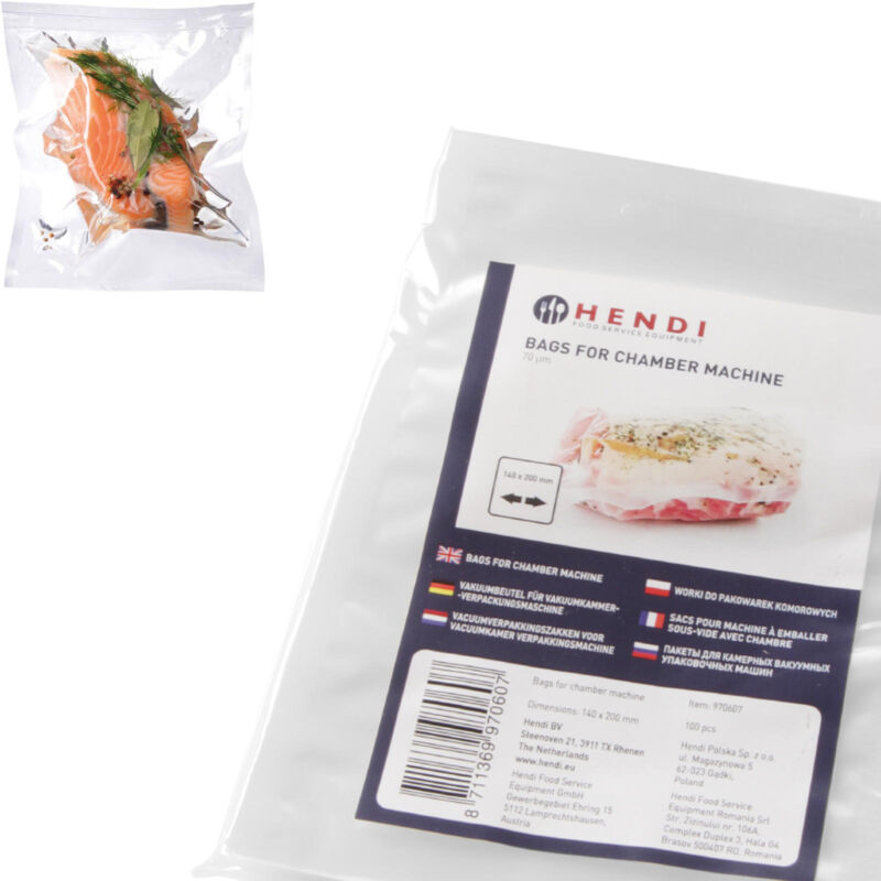 foto del prodotto buste per macchina confezionatrice sottovuoto 140x200mm 100 pz. hendi 970607