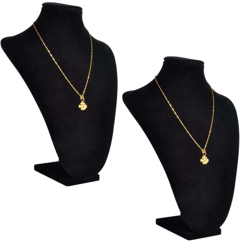 foto del prodotto busti neri portagioielli collane 2 pz in flanella 23x11,5x30 cm cod mxl 77685