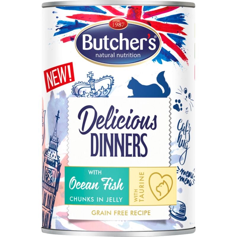 foto del prodotto butcher's delicatessen per gatti - cibo umido con pesce, 400 g