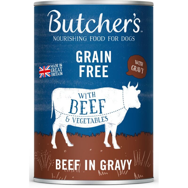 foto del prodotto butcher's original beef in gravy, cibo per cani, con manzo e verdure, pezzi in salsa, 400 g