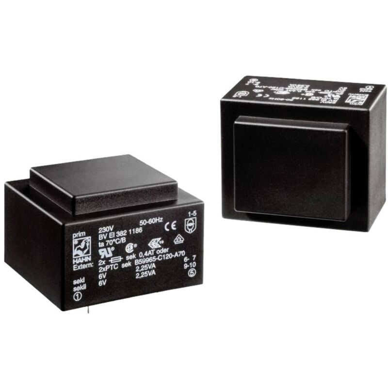 foto del prodotto bv ei 382 1189 trasformatore per pcb 1 x 230 v 1 x 9 v ac 4.5 va hahn
