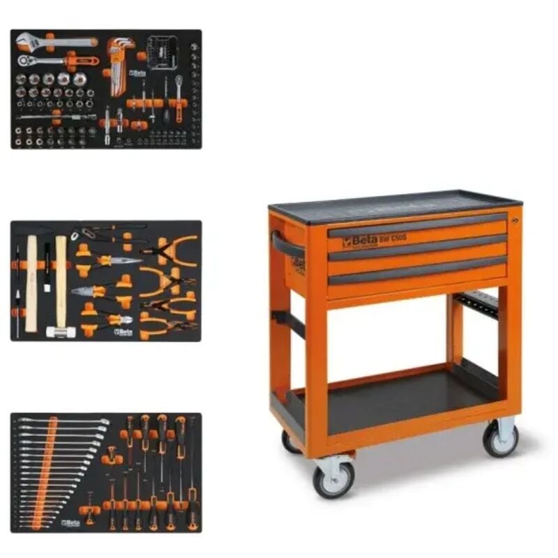 foto del prodotto bw 5000s 3m carrello di servizio arancione con assortimento utensili 189 pz. - beta
