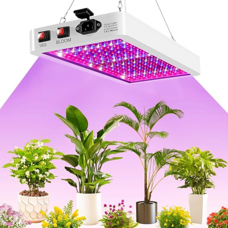 foto del prodotto bw1000 led grow light spettro completo con uv ir, led a doppio chip per piante da serra e da interno, verdura e fiori, bianco
