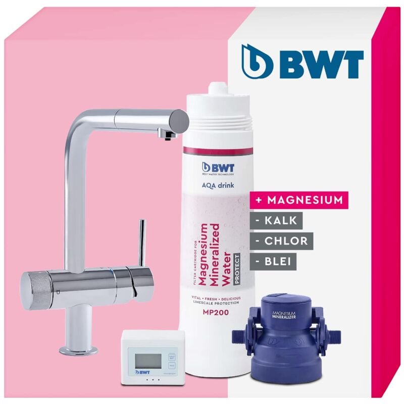 foto del prodotto bwt filtro acqua aqa drink pure loft rubinetto a 2 vie con beccuccio a l e doccetta estraibile con cartuccia filtrante al magnesio filtro acqua