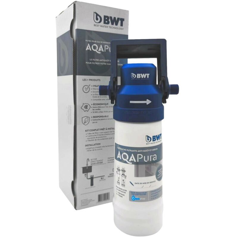 foto del prodotto bwt filtro acqua rubinetto sottolavello aqa pura 3 8 compatibile con tutti i rubinetti filtraggio a carbone attivo