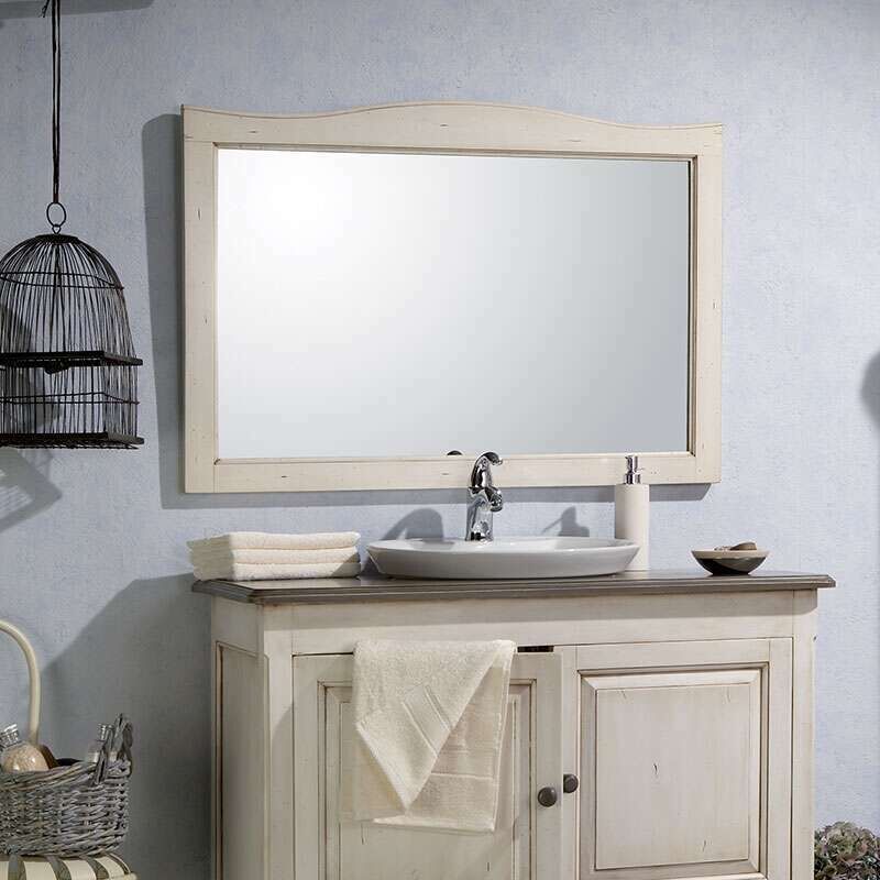 foto del prodotto byca specchio da bagno 140 cm in acacia bianca invecchiata garriguo