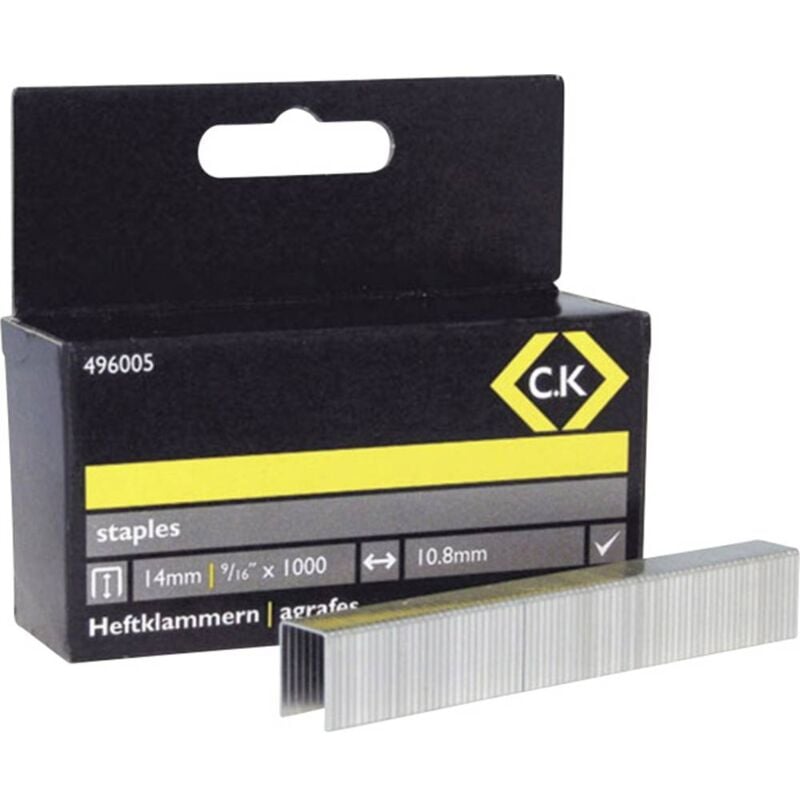 foto del prodotto c.k 496005 graffette tipo 140 1000 pz. dimensioni l x l 14 mm x 10.5 mm