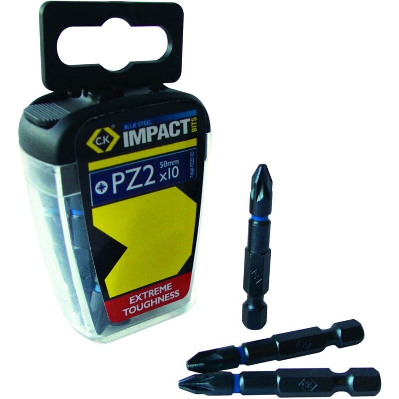 foto del prodotto c.k t4560 pz2ld10 inserti per avvitatore a impulsi blue steel pz2, scatola con 10 pezzi da 50 mm