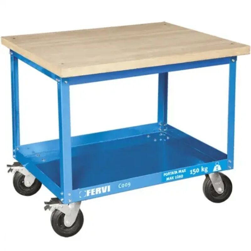 foto del prodotto c009 carrello con ripiano in legno 150 kg fervi