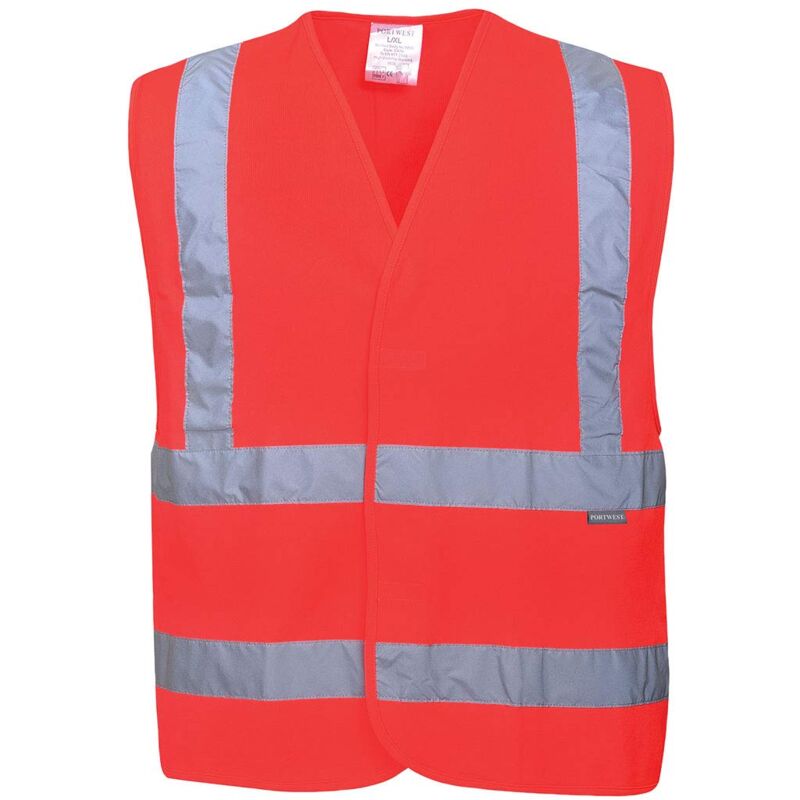 foto del prodotto c470rers m gilet ad alta visibilit con due bande e bretelle, rosso, sm portwest