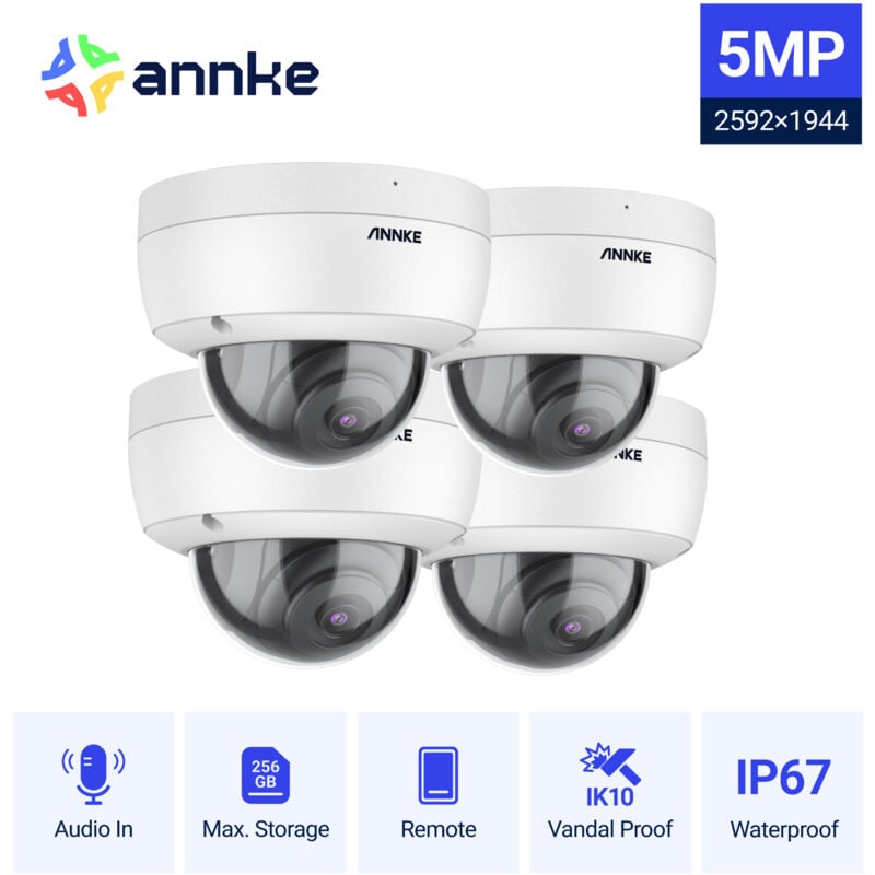 foto del prodotto c500 5mp poe esterni telecamera di sicurezza,visione notturna,rilevamento movimento,4 telecamere annke