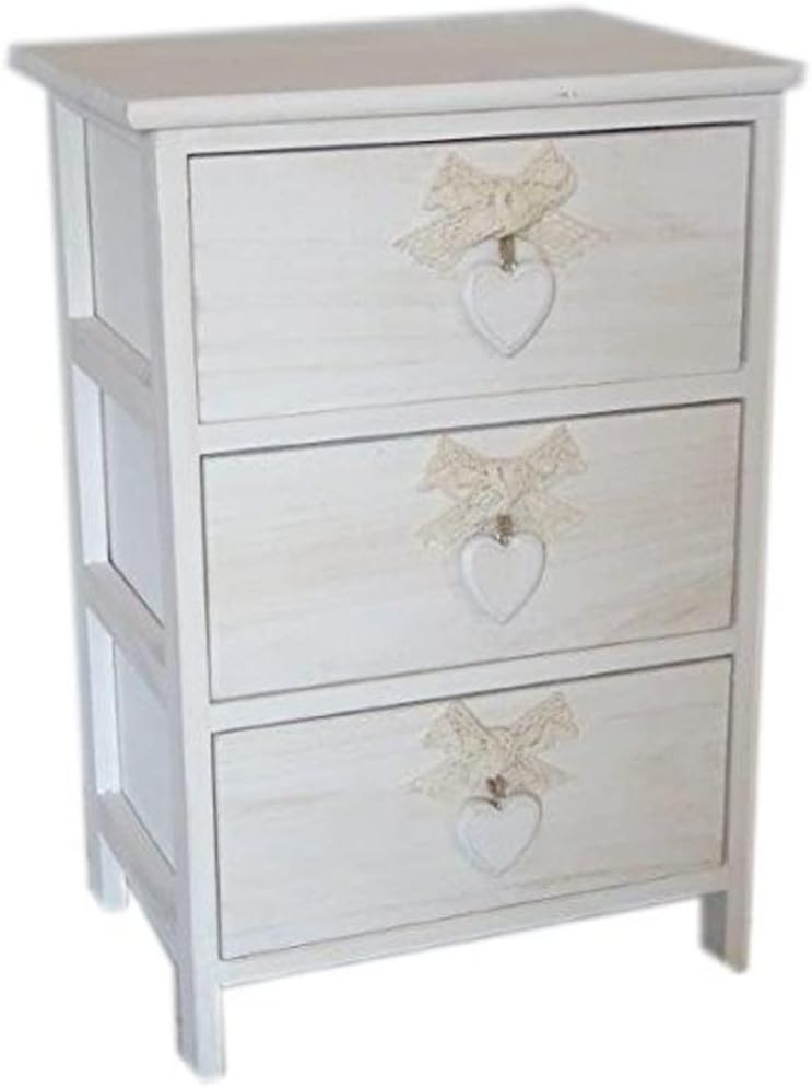 foto del prodotto c656113 cassettiera 3 cassetti con cuore colore white washed
