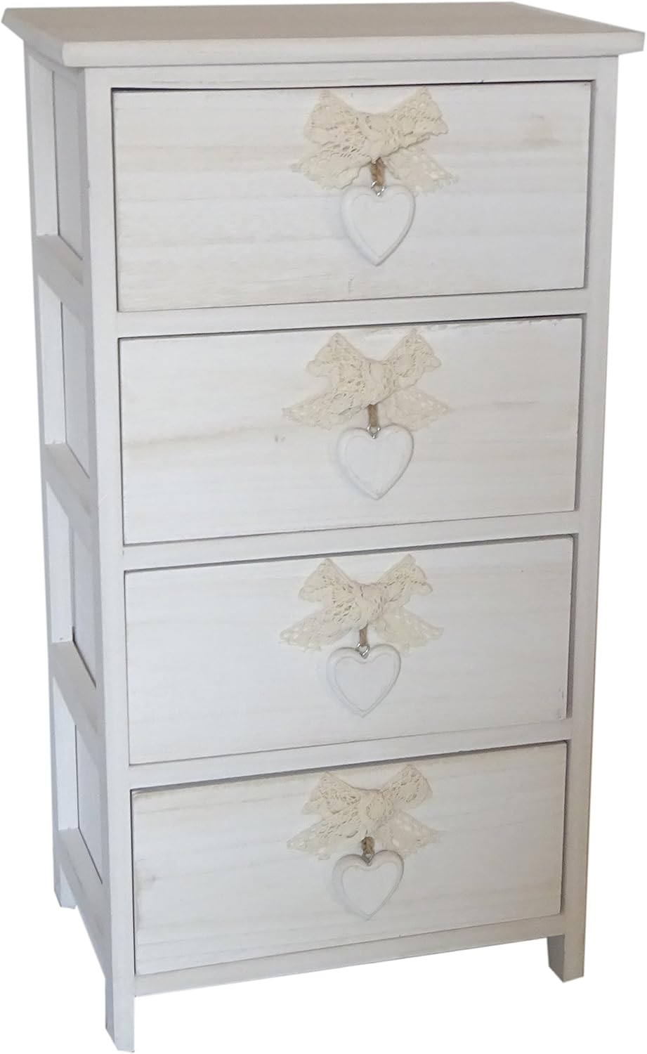 foto del prodotto c656114 cassettiera 4 cassetti con cuore colore white washed